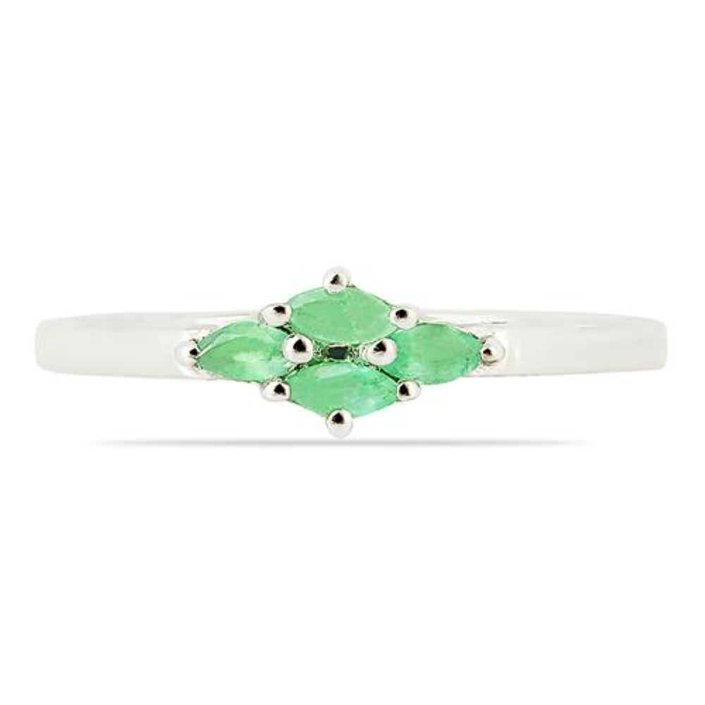BUY NATURAL EMERALD MULTI GEMSTONE RING IN STERLING SILVER