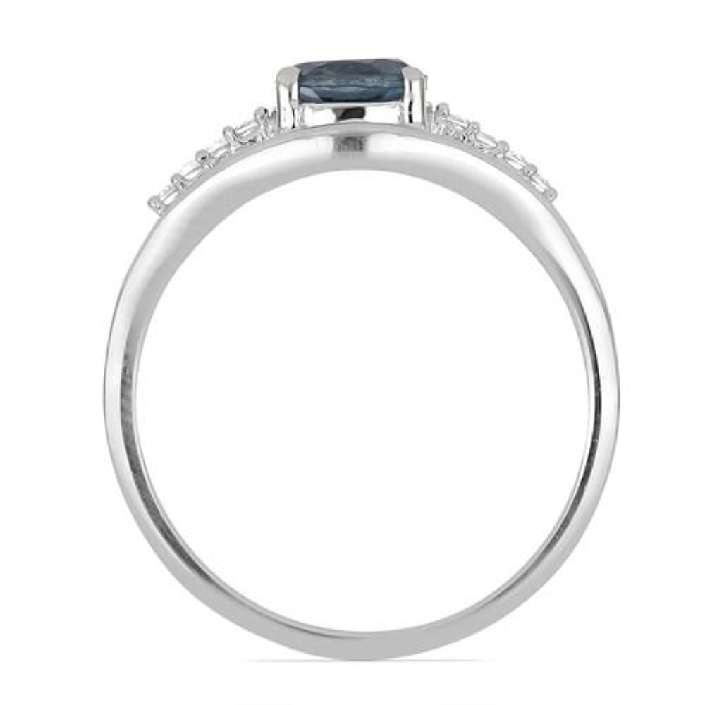 BUY STERLING SILVER NATURAL LONDON TOPAZ GEMSTONE CLASSIC RING