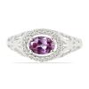 BUY NATURAL RHODOLITE GEMSTONE HALO RING IN 925 STERLING SILVER