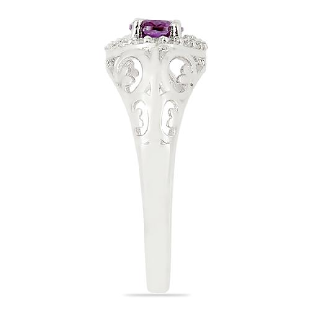 BUY NATURAL RHODOLITE GEMSTONE HALO RING IN 925 STERLING SILVER