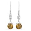 BUY WHISKY QUARTZ GEMSTONE EARRINGS IN STERLING SILVER
