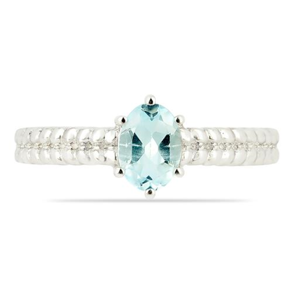 BUY 925 SILVER NATURAL SKY BLUE TOPAZ SINGLE STONE RING