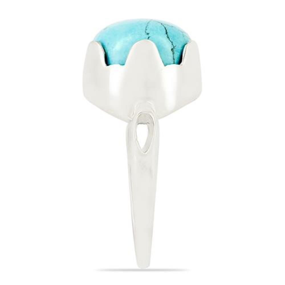 BUY SYNTHETIC TURQUOISE GEMSTONE BIG STONE RING IN 925 SILVER