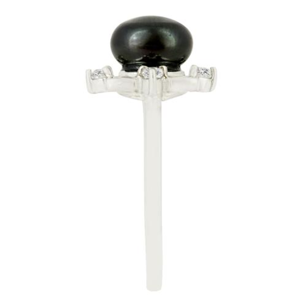 BUY NATURAL BLACK FRESHWATER PEARL GEMSTONE RING IN 925 SILVER
