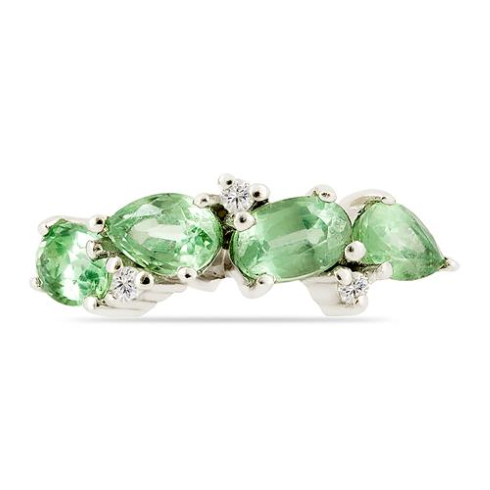 BUY NATURAL MINT KYANITE MULTI STONE RING IN 925 STERLING SILVER