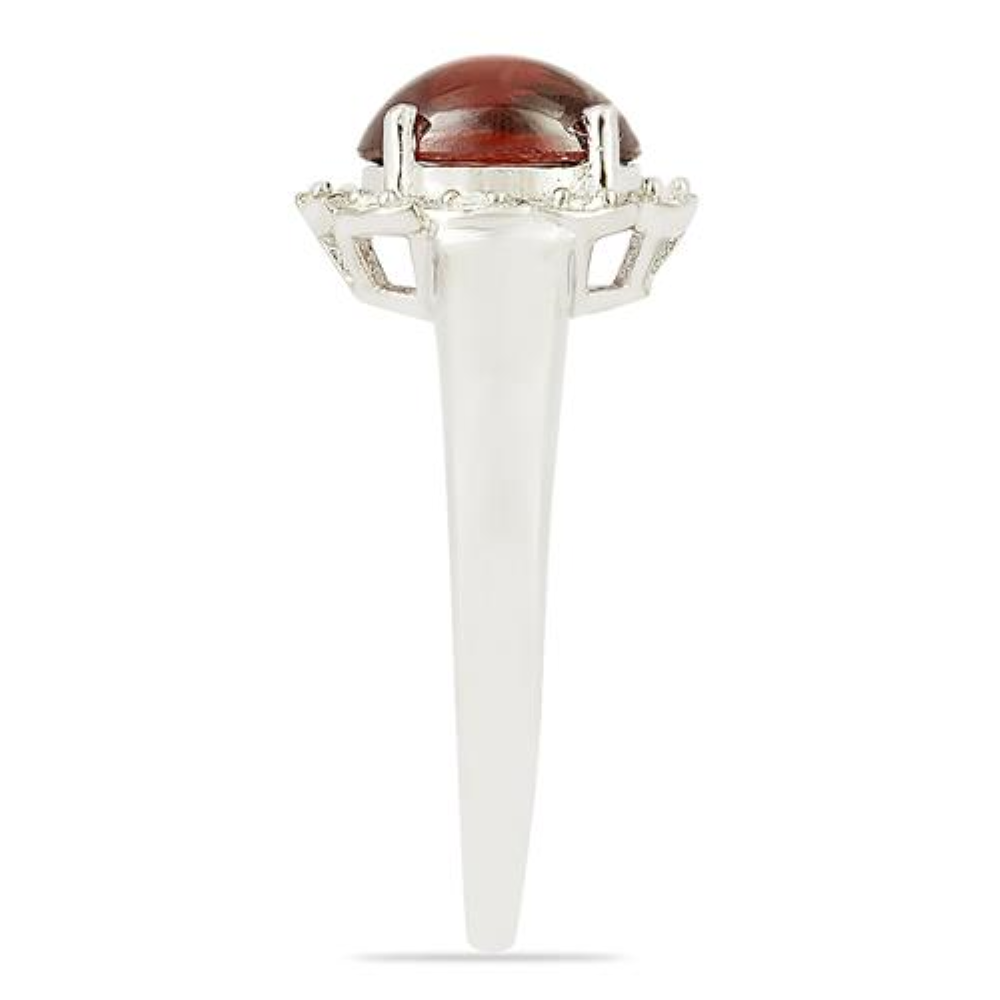 BUY NATURAL GARNET GEMSTONE HALO RING  IN 925 SILVER