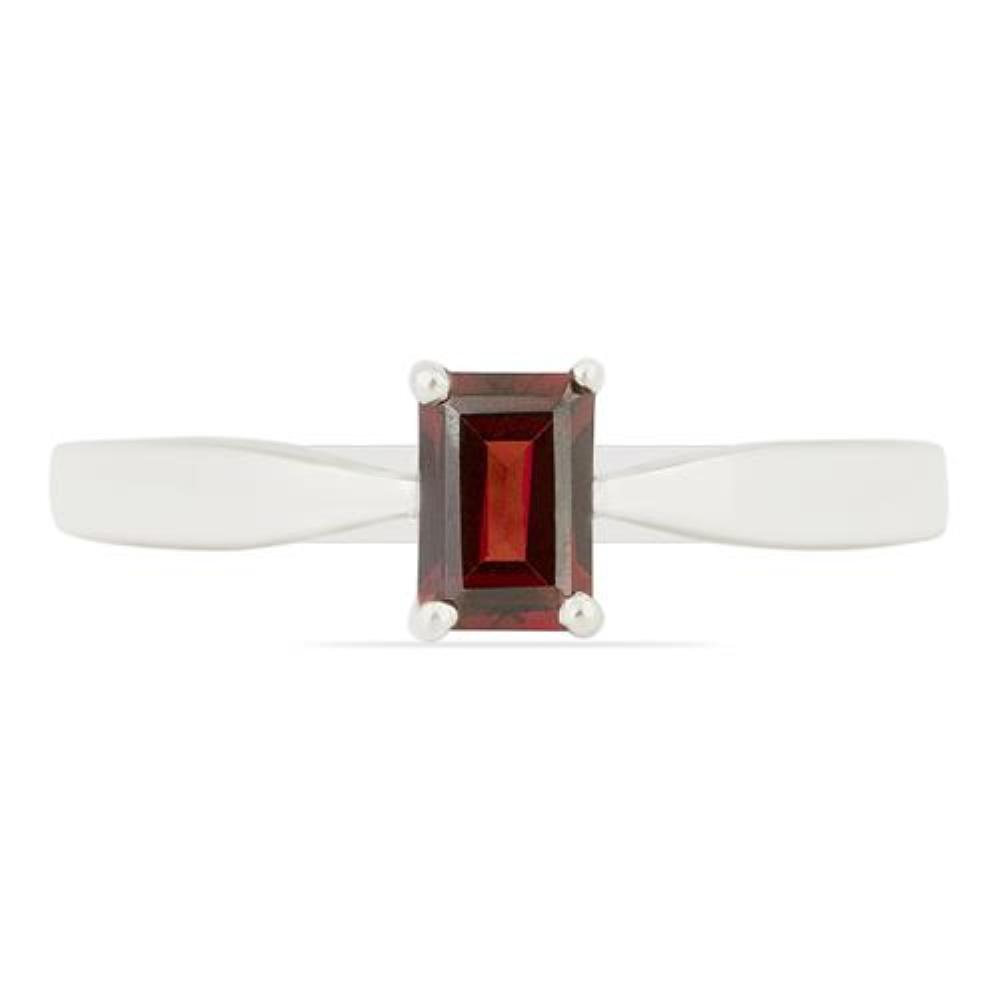 BUY REAL GARNET SINGLE STONE RING IN 925 STERLING SILVER