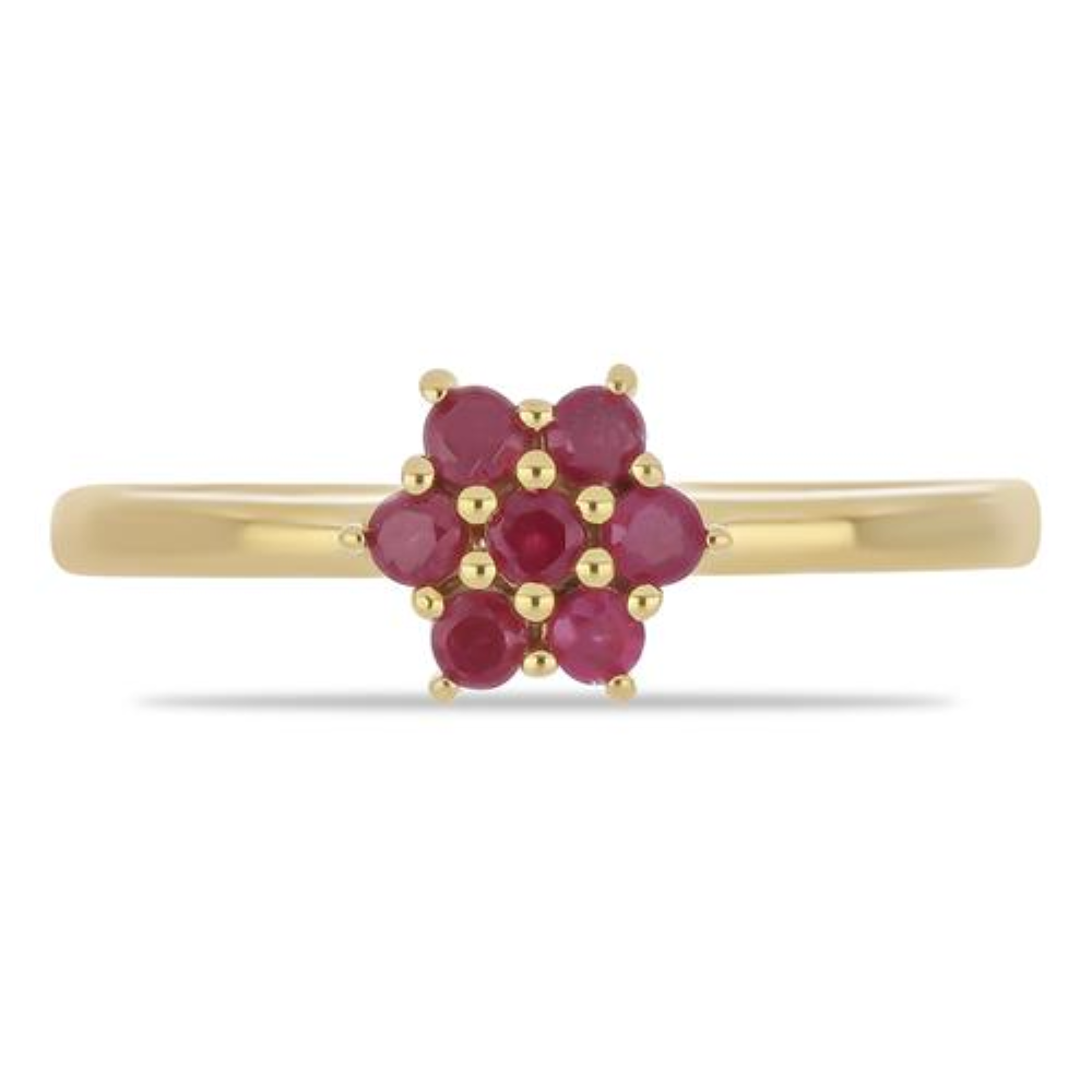 BUY STERLING SILVER NATURAL GLASS FILLED RUBY GEMSTONE CLUSTER RING