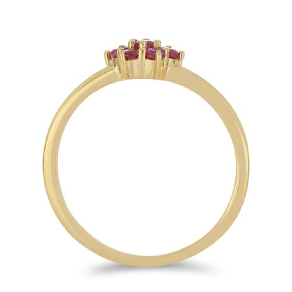 BUY STERLING SILVER NATURAL GLASS FILLED RUBY GEMSTONE CLUSTER RING