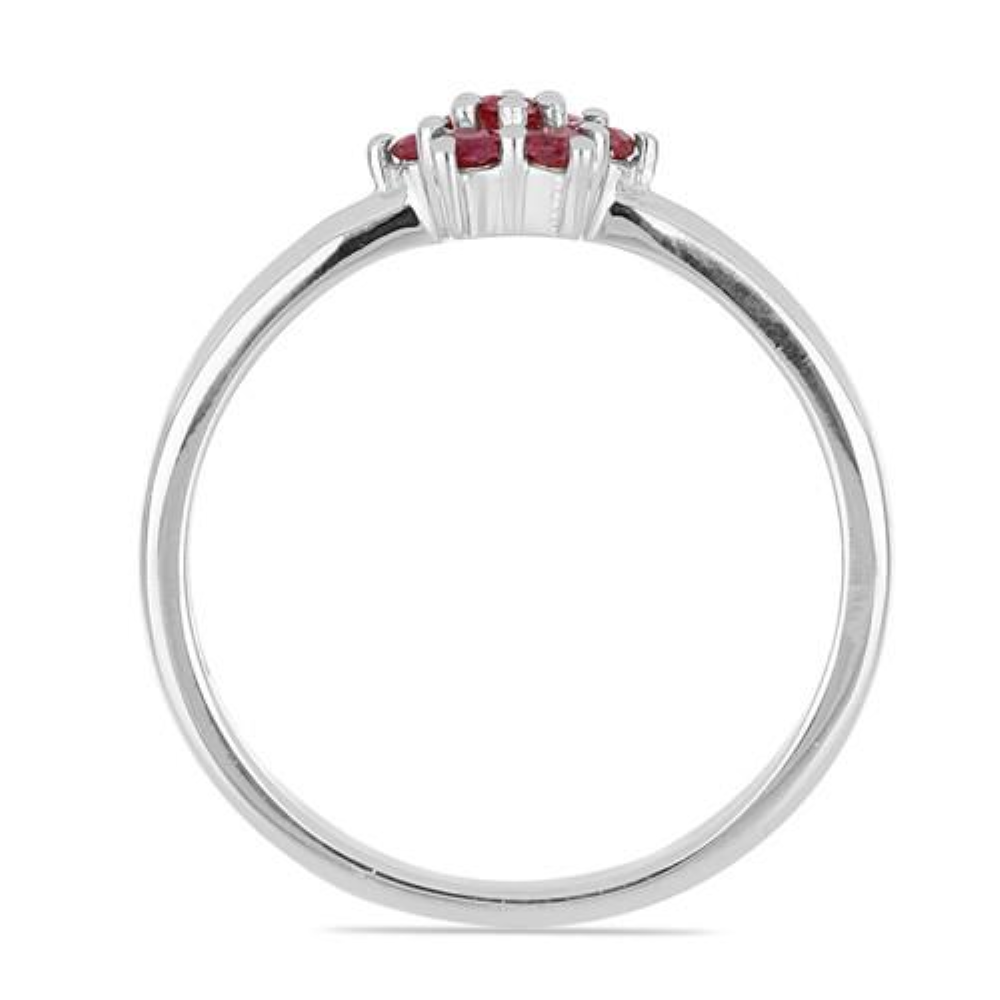 BUY STERLING SILVER NATURAL GLASS FILLED RUBY GEMSTONE CLUSTER RING