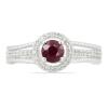 BUY NATURAL RUBY GEMSTONE HALO RING IN 925 SILVER