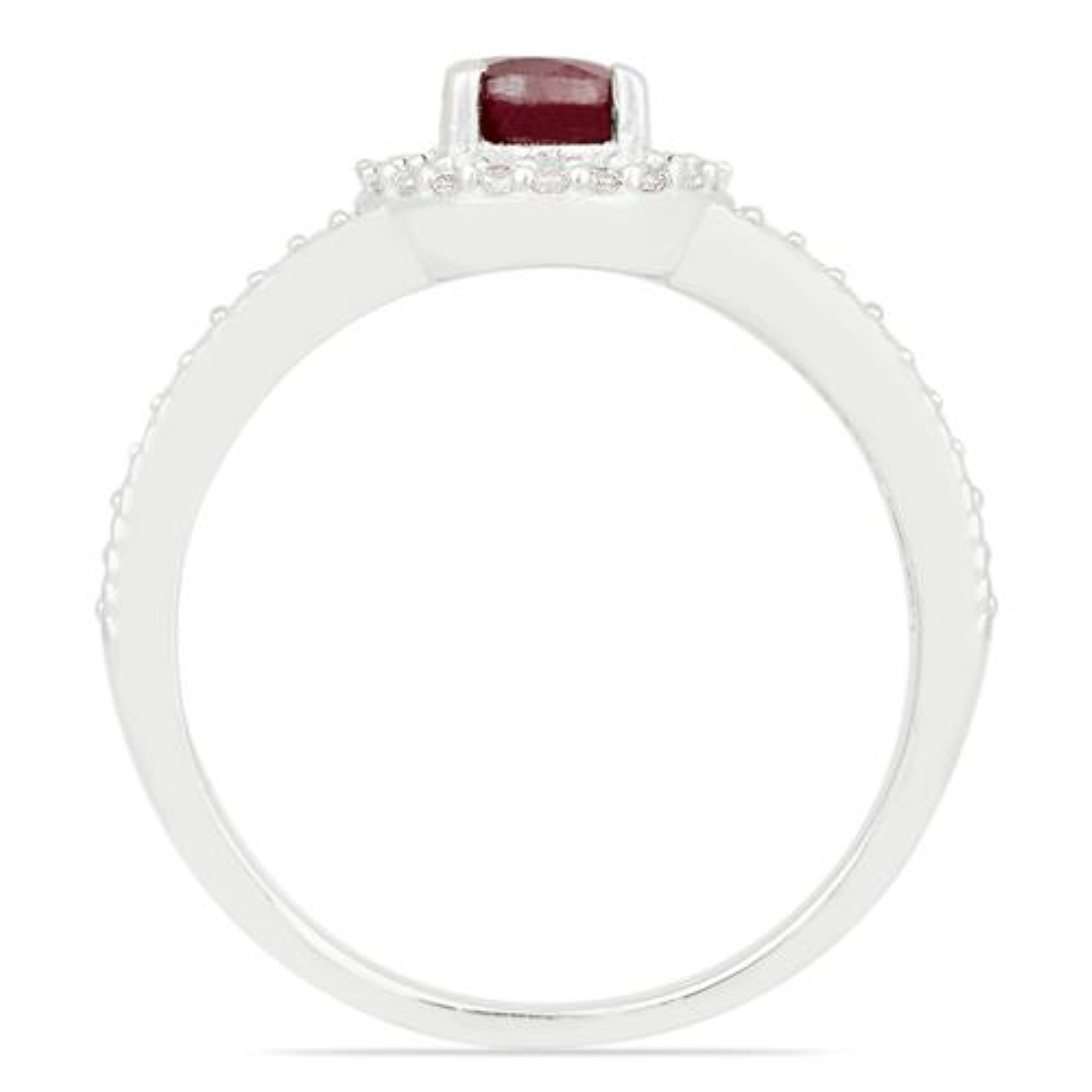 BUY NATURAL RUBY GEMSTONE HALO RING IN 925 SILVER