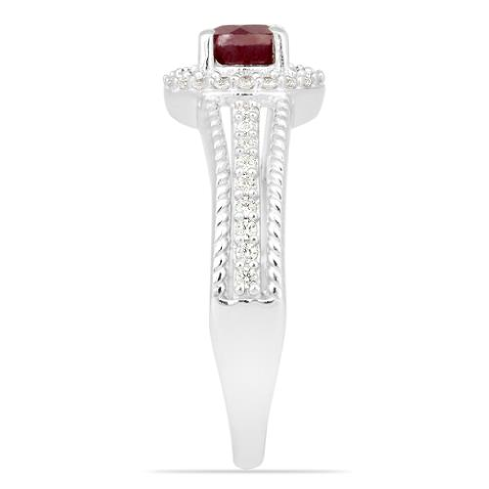 BUY NATURAL RUBY GEMSTONE HALO RING IN 925 SILVER