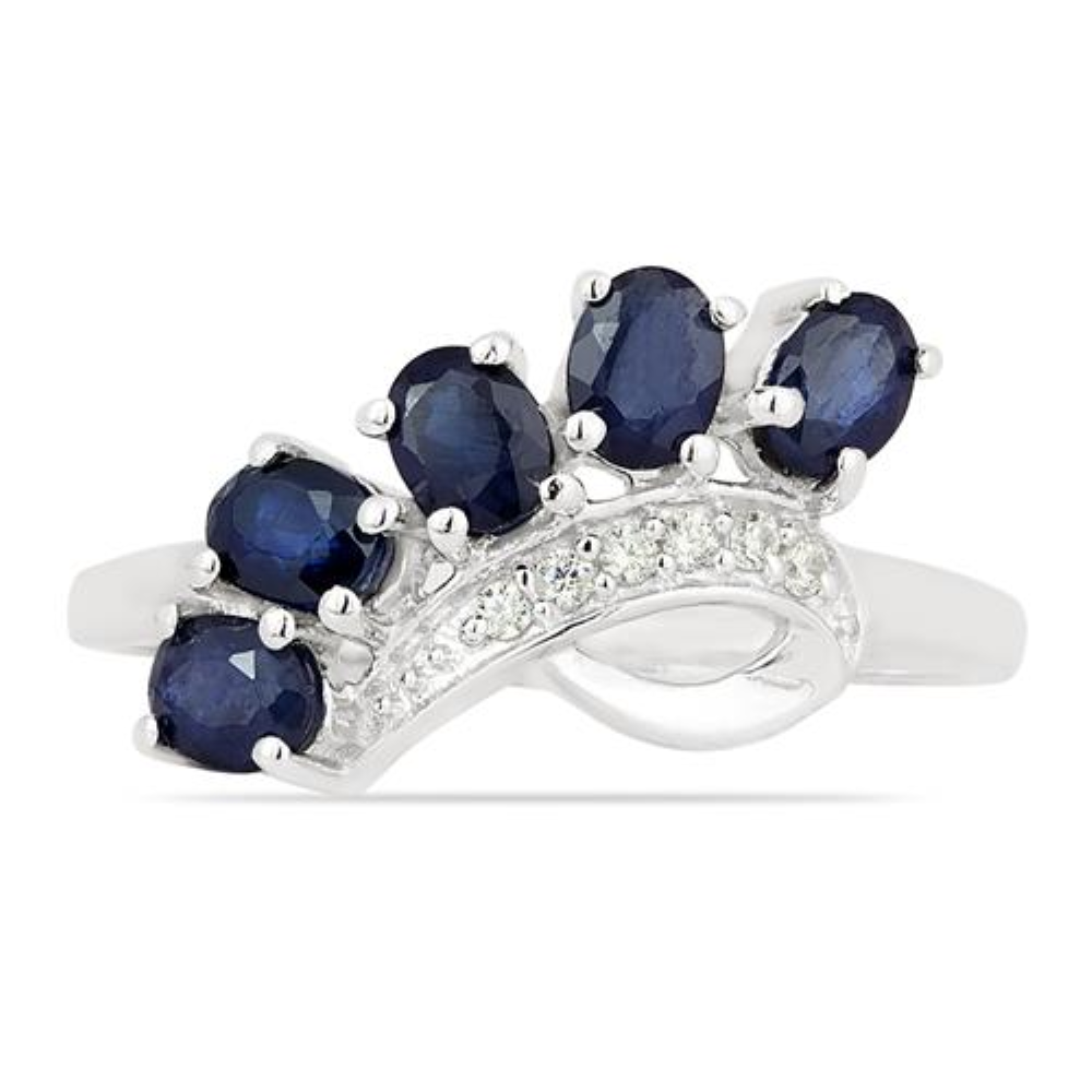 BUY STERLING SILVER NATURAL BLUE SAPPHIRE MULTI GEMSTONE STYLISH RING