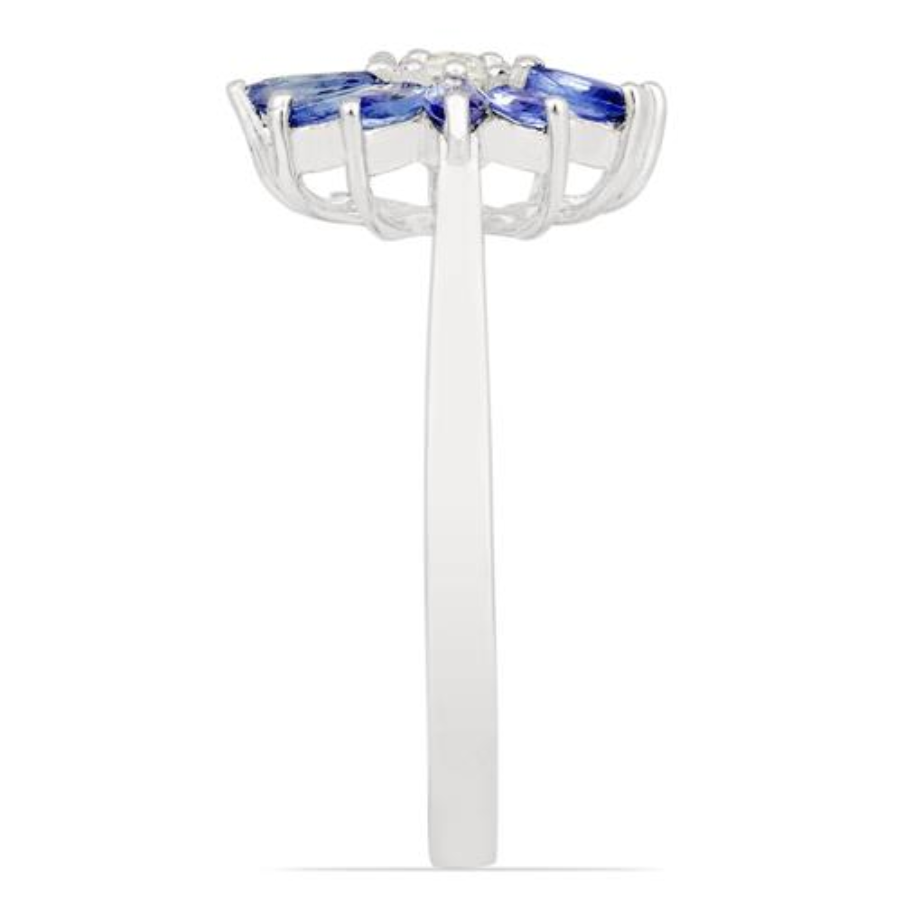 BUY NATURAL TANZANITE GEMSTONE FLOWER RING IN 925 SILVER
