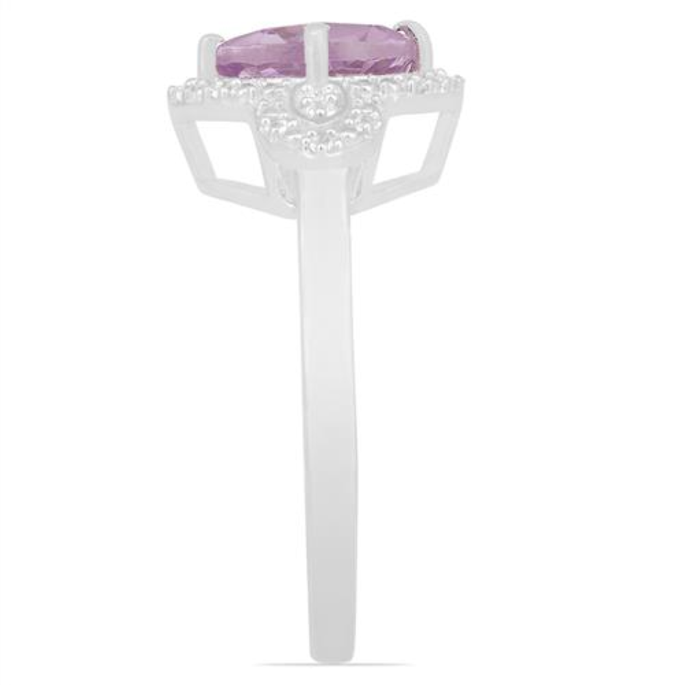BUY REAL PINK AMETHYST GEMSTONE CLASSIC RING IN 925 SILVER