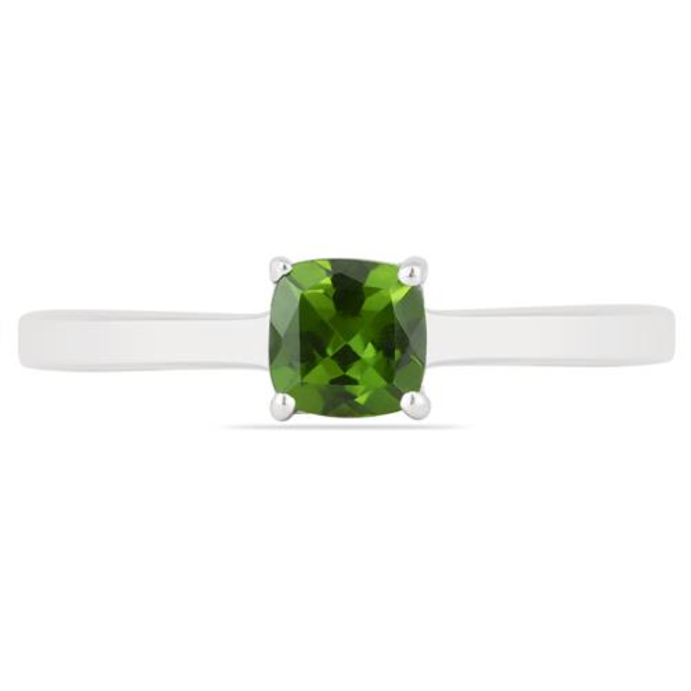 BUY 925 SILVER NATURAL CHROME DIOPSITE SINGLE STONE RING