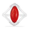 BUY STERLING SILVER COMPRESSED RED CORAL GEMSTONE CLASSIC  RING