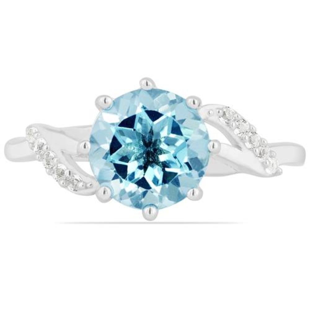 BUY 925 SILVER NATURAL SKY BLUE TOPAZ GEMSTONE CLASSIC RING