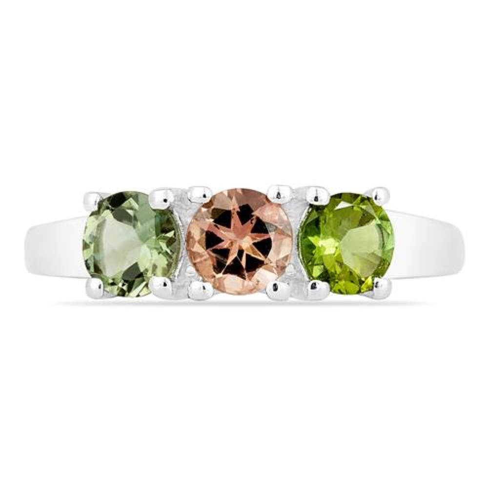 BUY REAL MULTI TOURMALINE GEMSTONE RING IN 925 SILVER