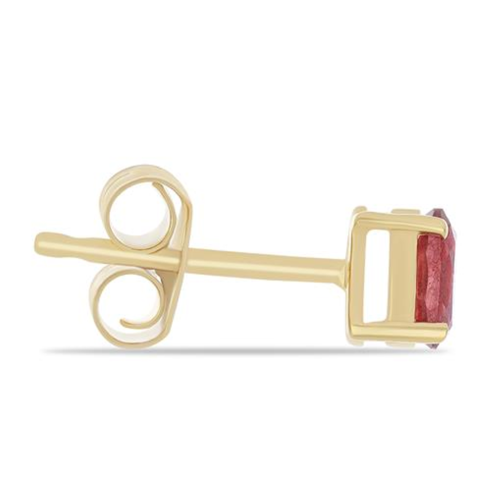 BUY GLASS FILLED RUBY GEMSTONE SINGLE STONE EARRINGS IN 925 SILVER 