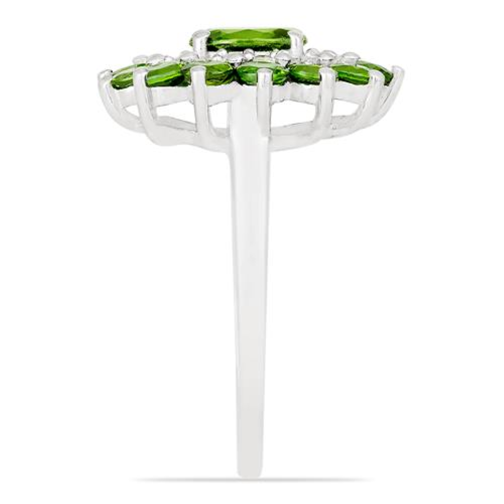 BUY 925 SILVER NATURAL CHROME DIOPSITE GEMSTONE HALO STYLISH RING