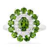 BUY 925 SILVER NATURAL CHROME DIOPSITE GEMSTONE HALO STYLISH RING