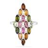 BUY 925 STERLING SILVER NATURAL MULTI TOURMALINE GEMSTONE CLUSTER RING