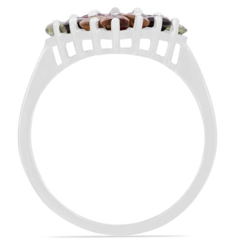 BUY 925 STERLING SILVER NATURAL MULTI TOURMALINE GEMSTONE CLUSTER RING