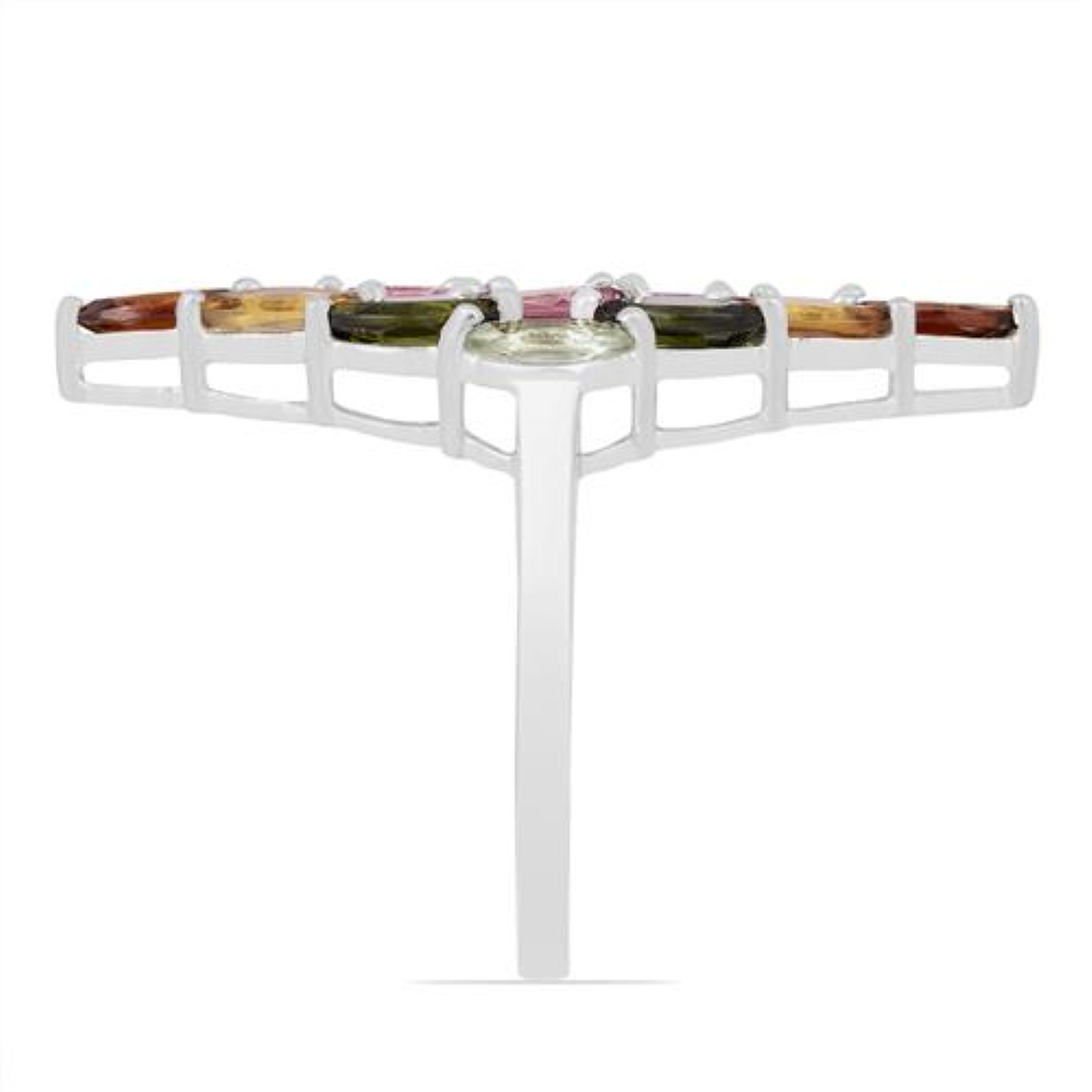 BUY 925 STERLING SILVER NATURAL MULTI TOURMALINE GEMSTONE CLUSTER RING