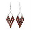 BUY REAL MORGANITE GEMSTONE CLUSTER STYLISH EARRINGS IN 925 SILVER