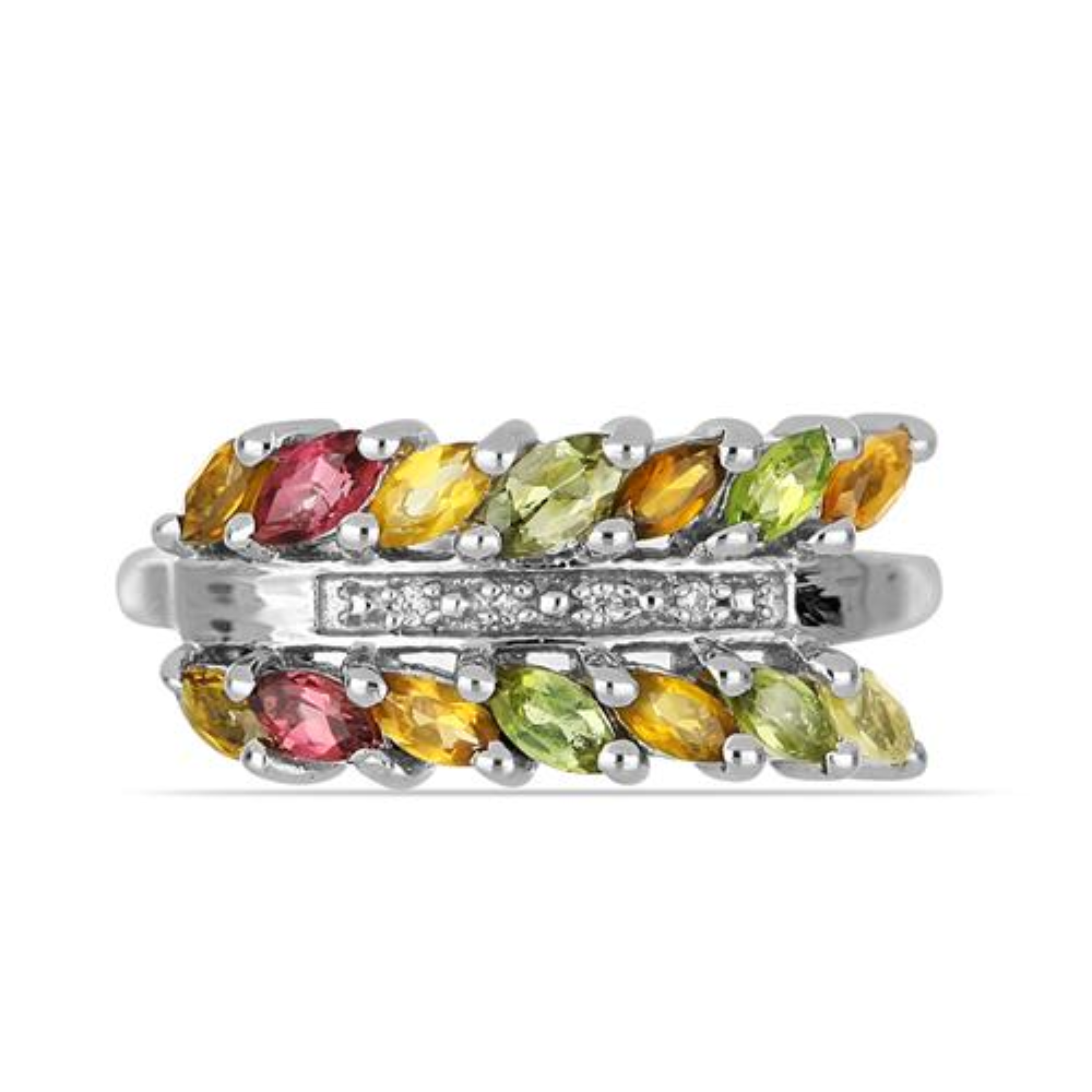 BUY STERLING SILVER NATURAL MULTI TOURMALINE GEMSTONE RING