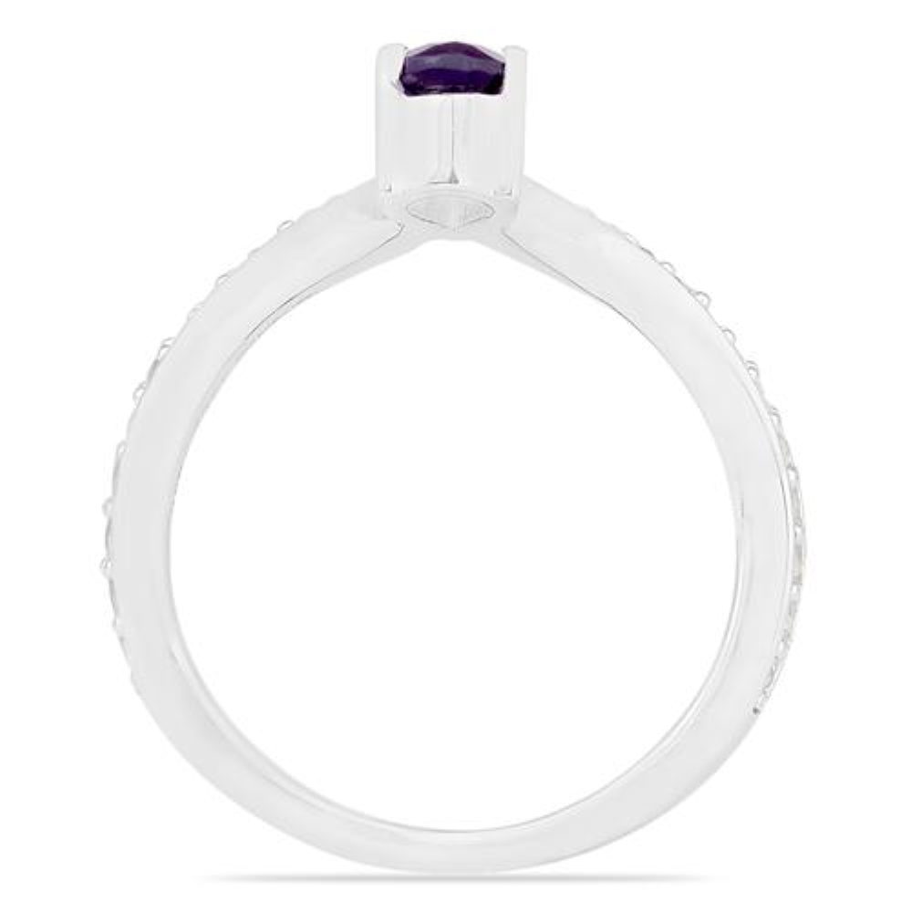 BUY AFRICAN AMETHYST GEMSTONE CLASSIC RING IN 925 STERLING SILVER 