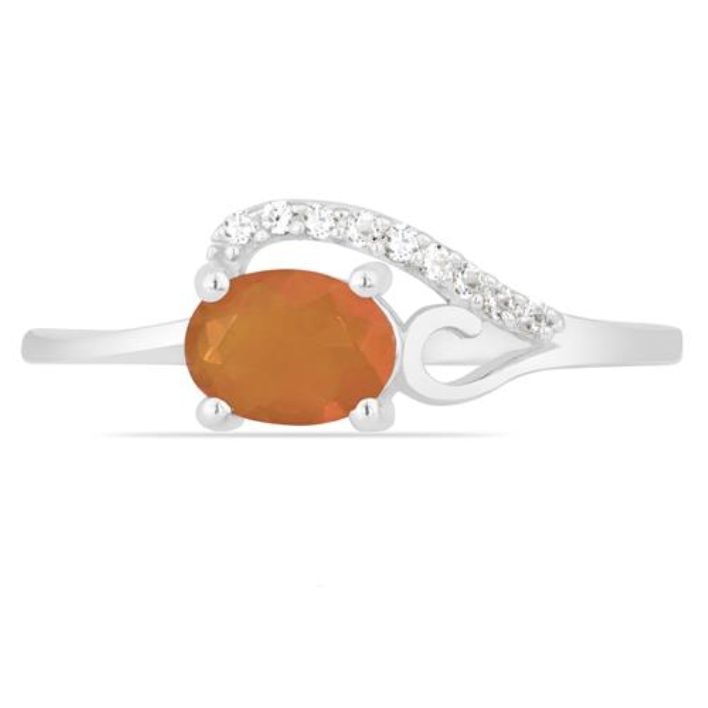 BUY REAL ORANGE ETHIOPIAN OPAL GEMSTONE CLASSIC RING IN 925 STERLING SILVER