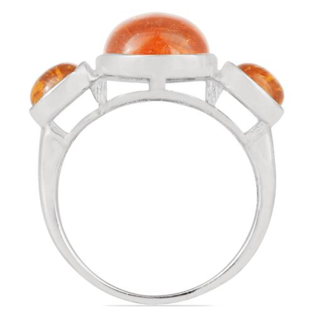 BUY 925 SILVER SYNTHETIC AMBER GEMSTONE RING