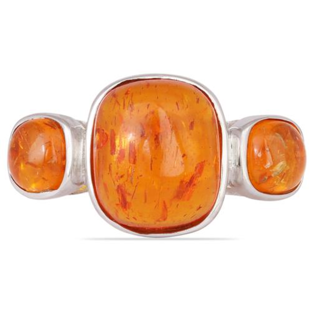BUY 925 SILVER SYNTHETIC AMBER GEMSTONE RING