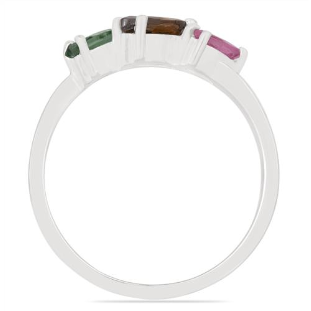 BUY NATURAL MULTI TOURMALINE GEMSTONE RING IN 925 STERLING SILVER