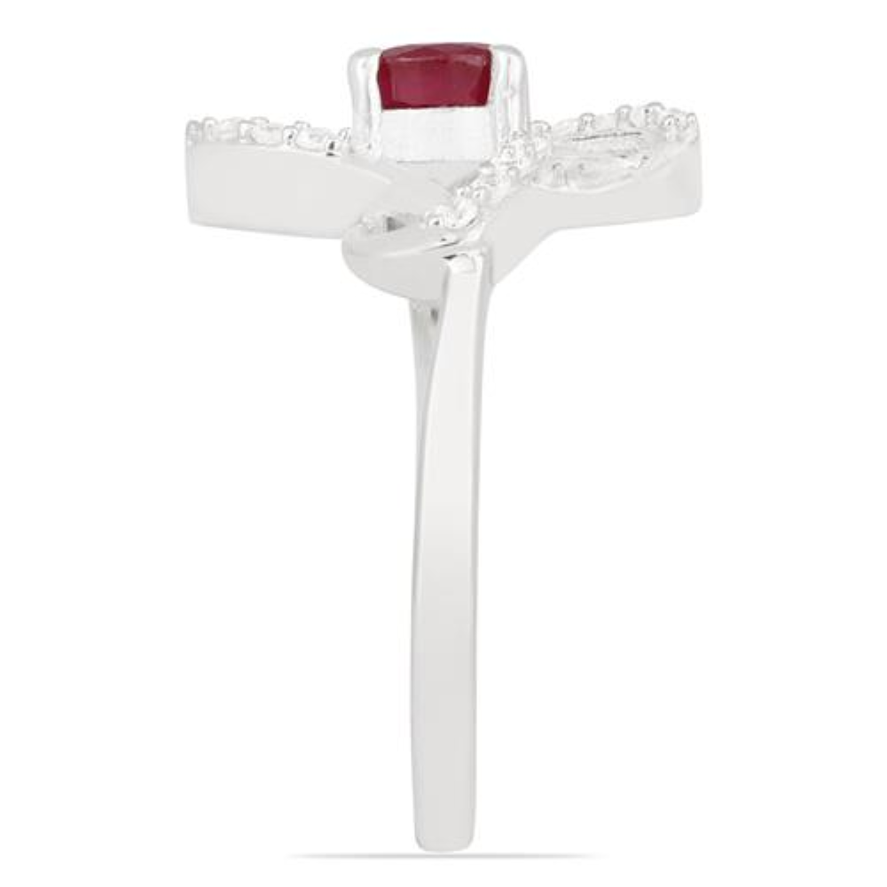 BUY STERLING SILVER NATURAL GLASS FILLED RUBY GEMSTONE CLASSIC RING