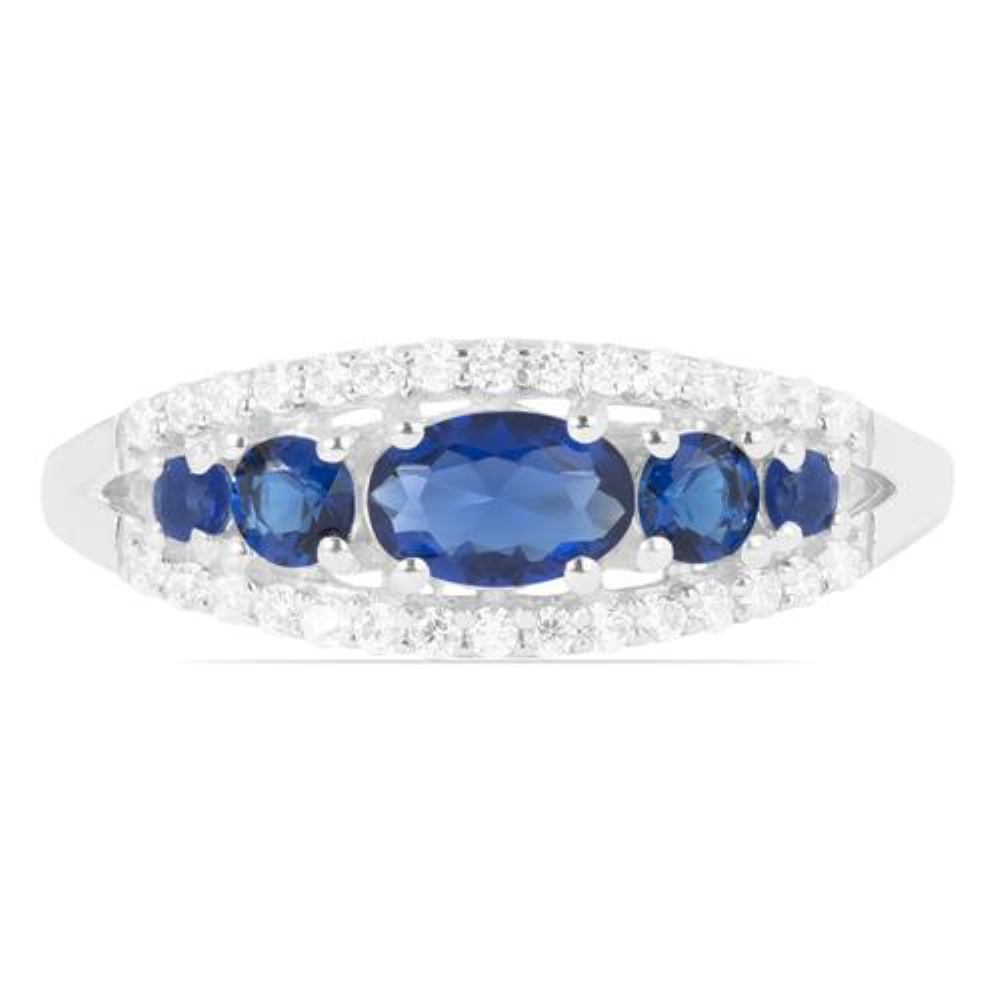 BUY BLUE SAPPHIRE MULTI GEMSTONE STYLISH RING IN 925 SILVER