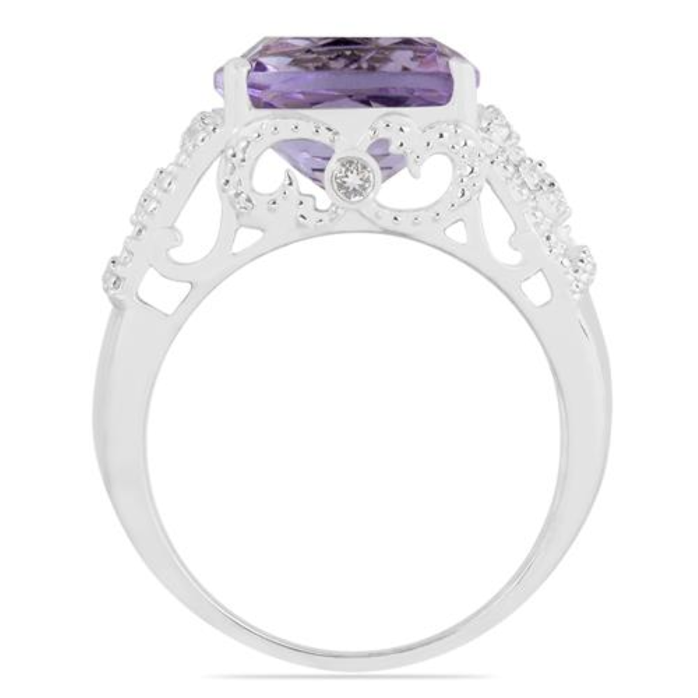 BUY NATURAL PINK AMETHYST GEMSTONE BIG STONE RING IN 925 SILVER