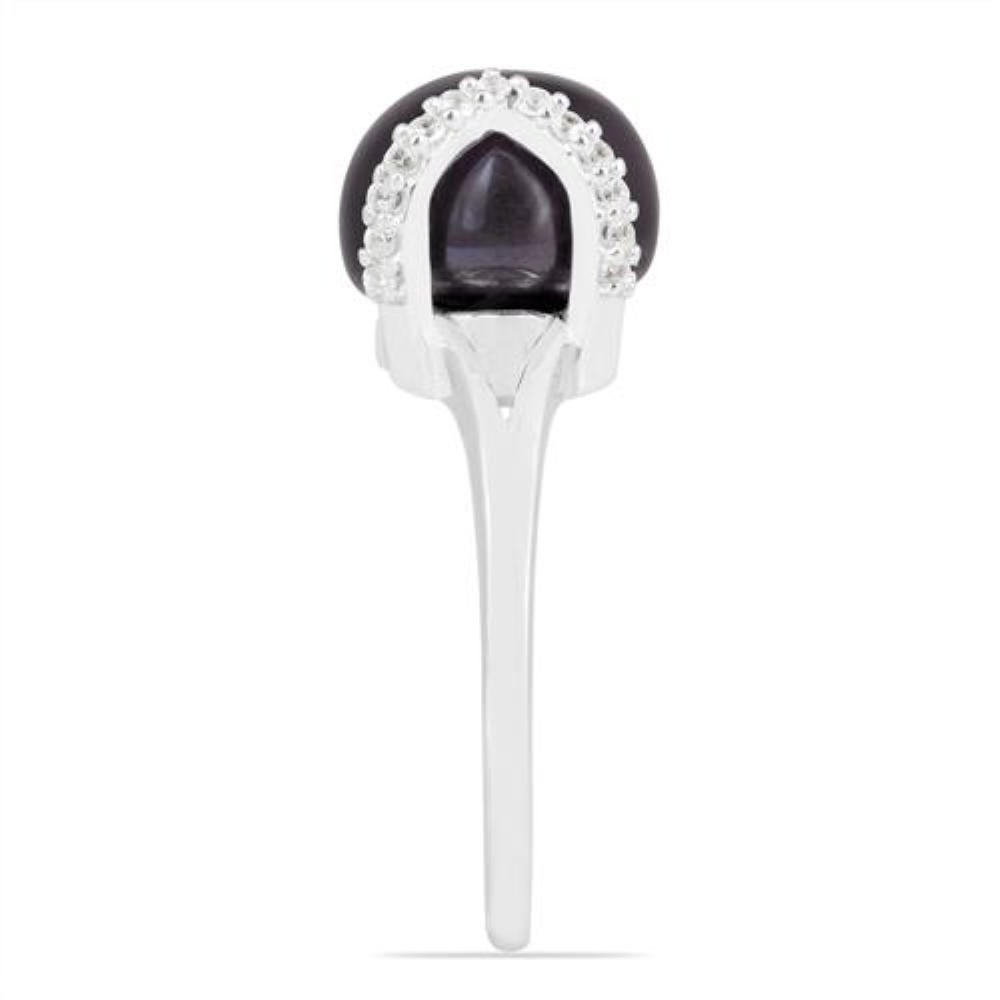 BUY NATURAL BLACK PEARL GEMSTONE RING IN STERLING SILVER