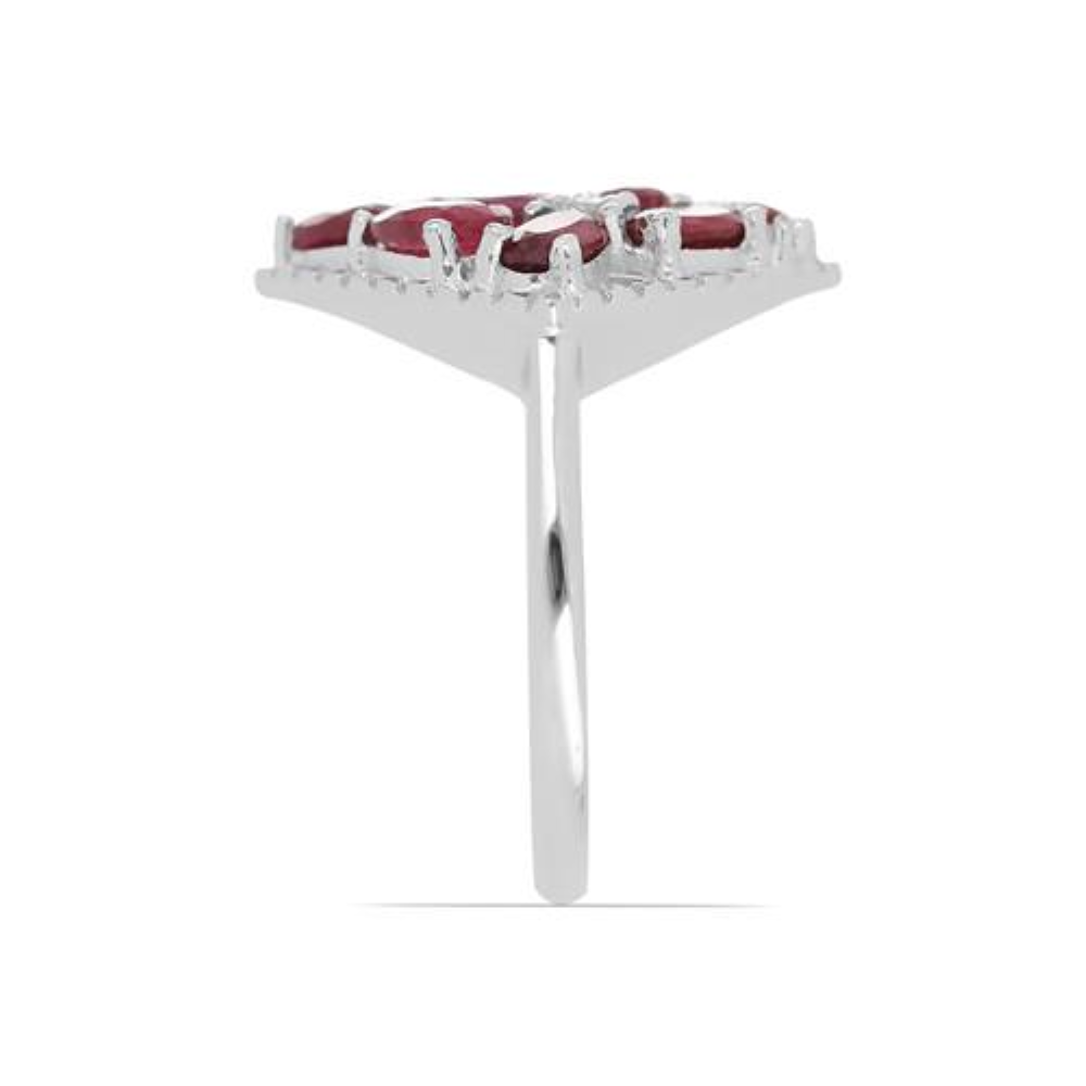 BUY STERLING SILVER NATURAL GLASS FILLED RUBY GEMSTONE RING