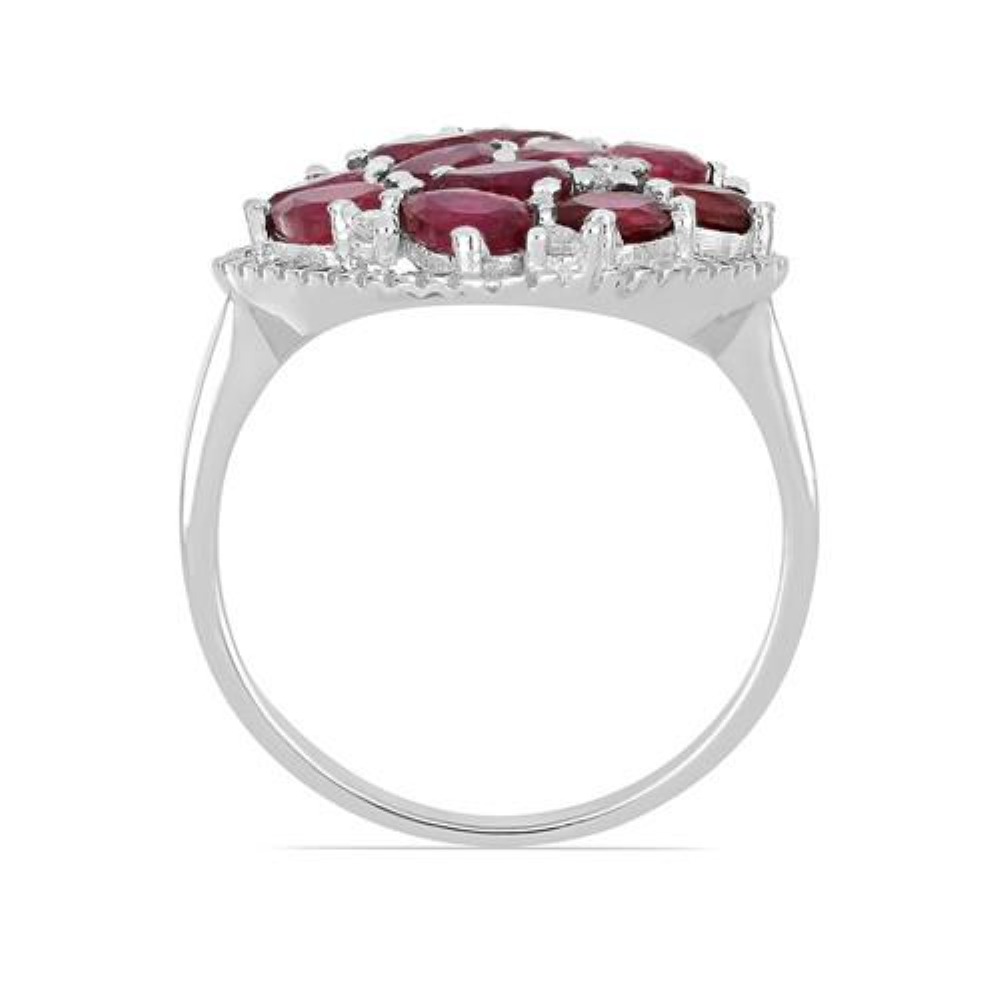 BUY STERLING SILVER NATURAL GLASS FILLED RUBY GEMSTONE RING