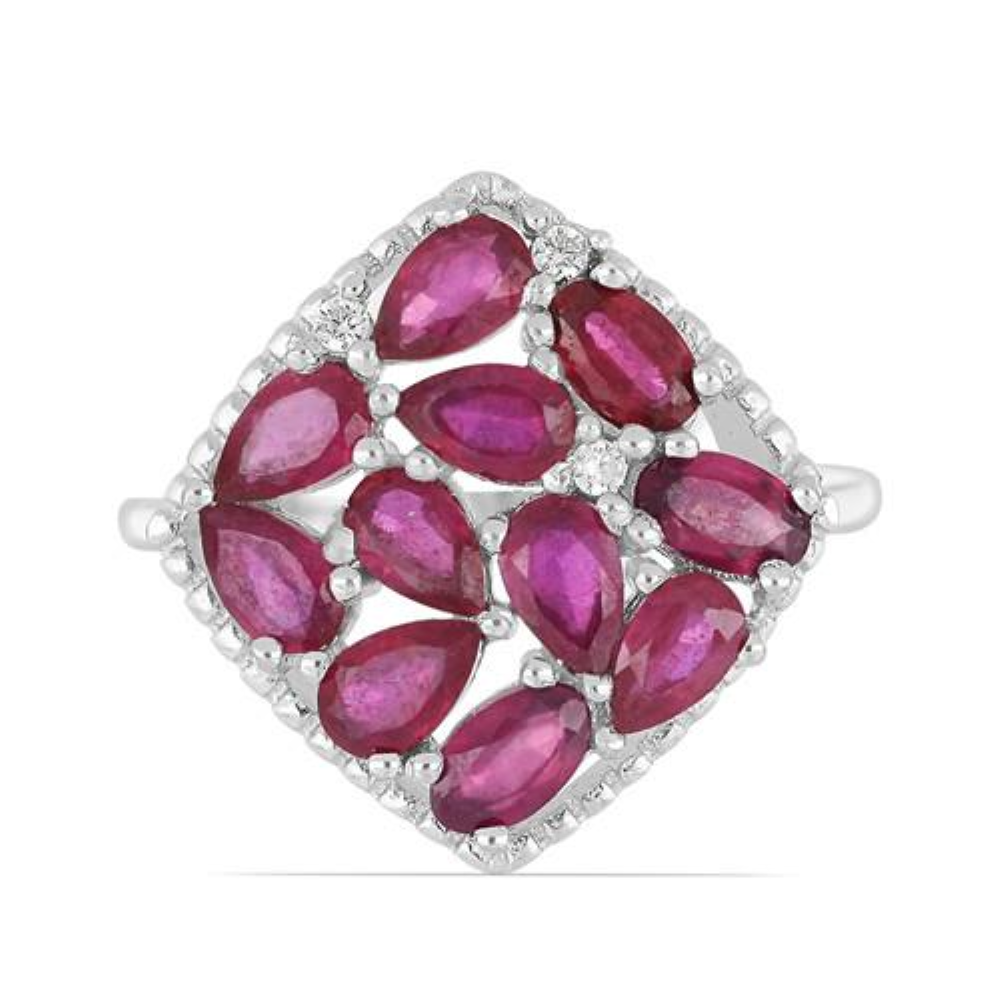 BUY STERLING SILVER NATURAL GLASS FILLED RUBY GEMSTONE RING