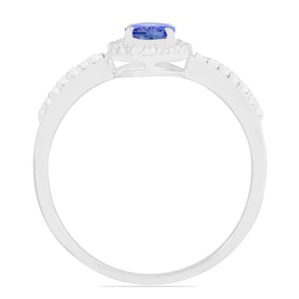 BUY GENUINE STERLING SILVER NATURAL TANZANITE GEMSTONE HALO RING