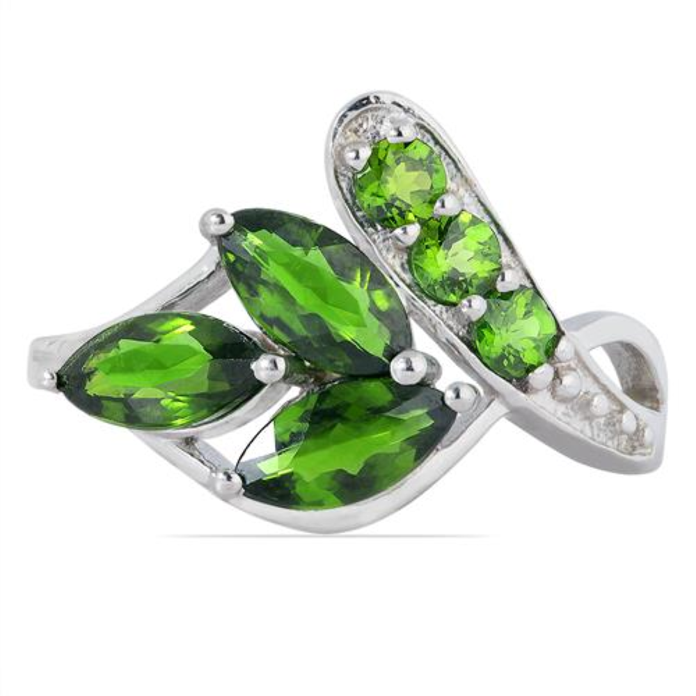 BUY REAL CHROME DIOPSITE GEMSTONE RING IN STERLING SILVER