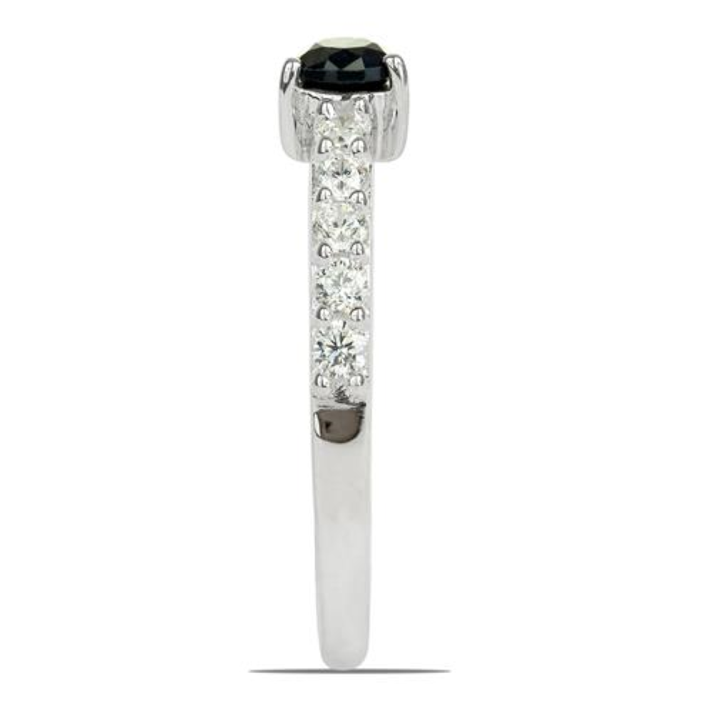 BUY 925 SILVER NATURAL BLACK SAPPHIRE GEMSTONE CLASSIC RING