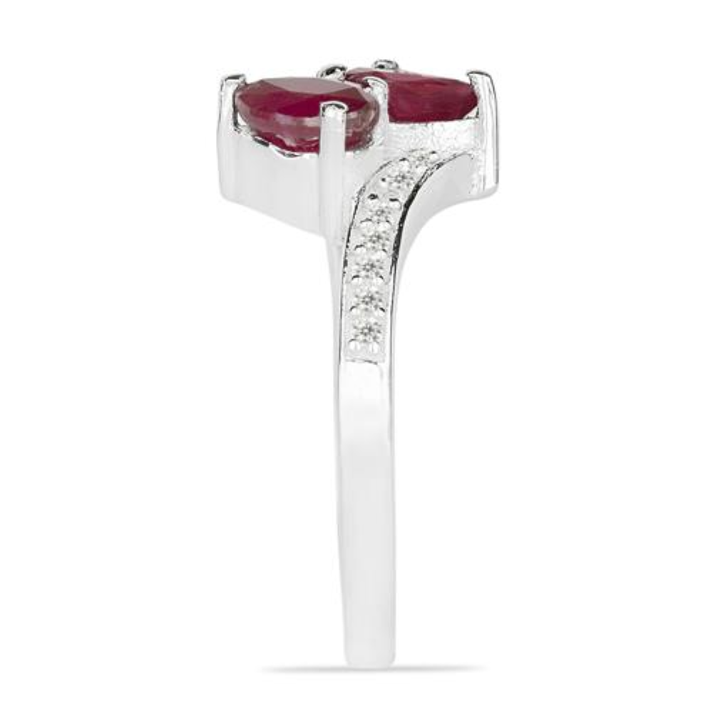 BUY 925 SILVER NATURAL GLASS FILLED RUBY GEMSTONE RING
