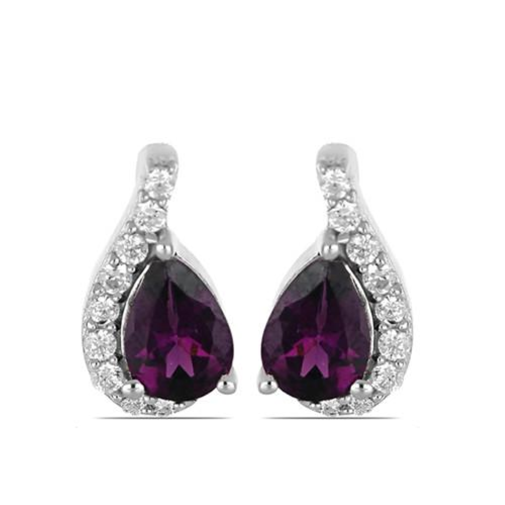 BUY STERLING SILVER NATURAL EMERALD GEMSTONE CLASSIC EARRINGS