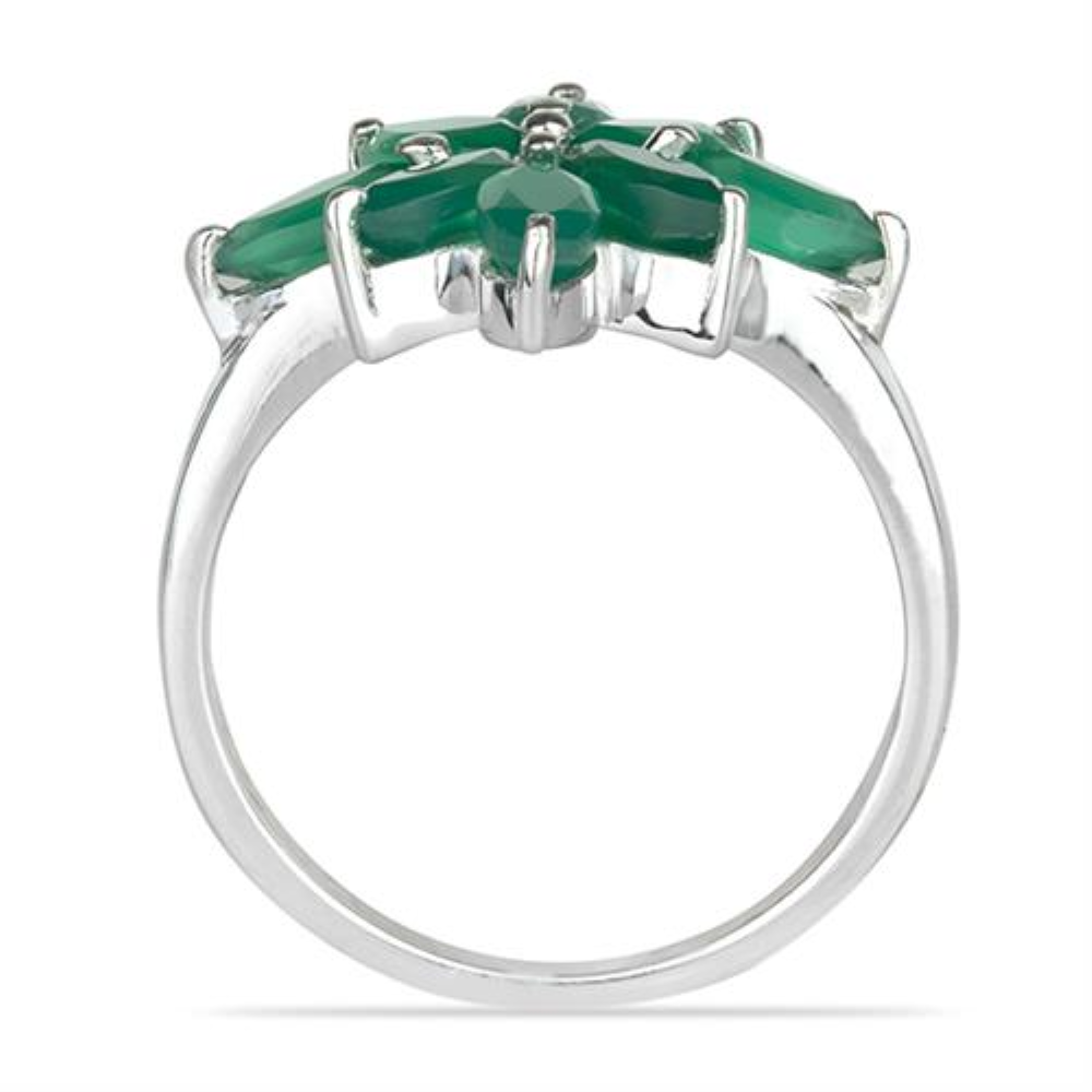 BUY REAL GREEN ONYX GEMSTONE CLUSTER RING IN 925 SILVER